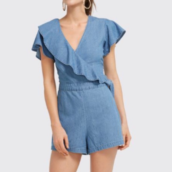 Draper James Pants - Draper James Chambray Flutter Romper